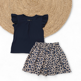 Rokje Steffie linnen leopard love blauw