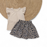 Ruffle top Emma zand/beige (fijne rib)