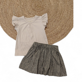 Ruffle top Emma zand/beige (fijne rib)