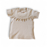 T-shirt Madeleine fijne rib zand/beige