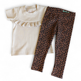 T-shirt Madeleine fijne rib zand/beige