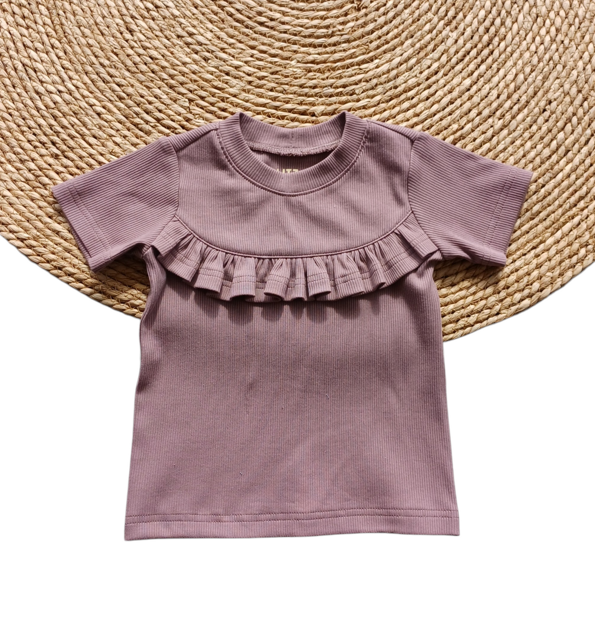 T-shirt Madeleine fijne rib mauve