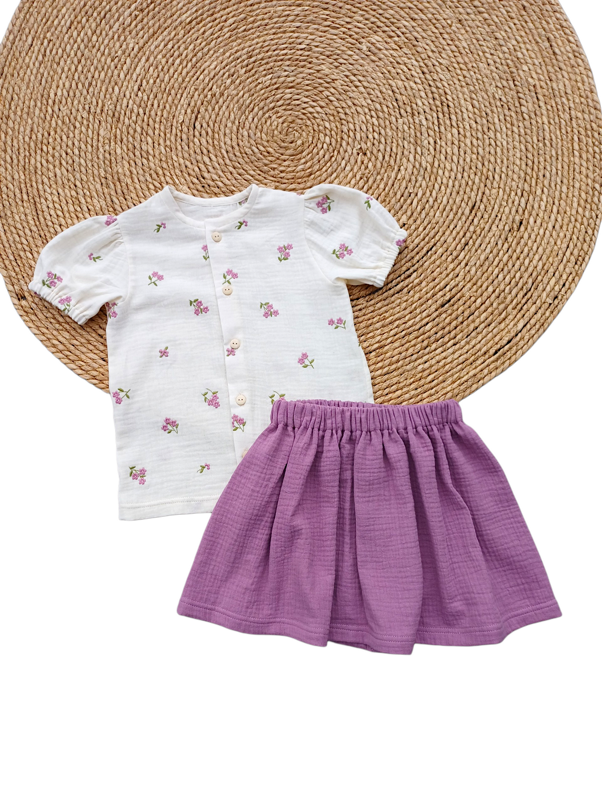 Blouse Fay broderie crème bloem&groen