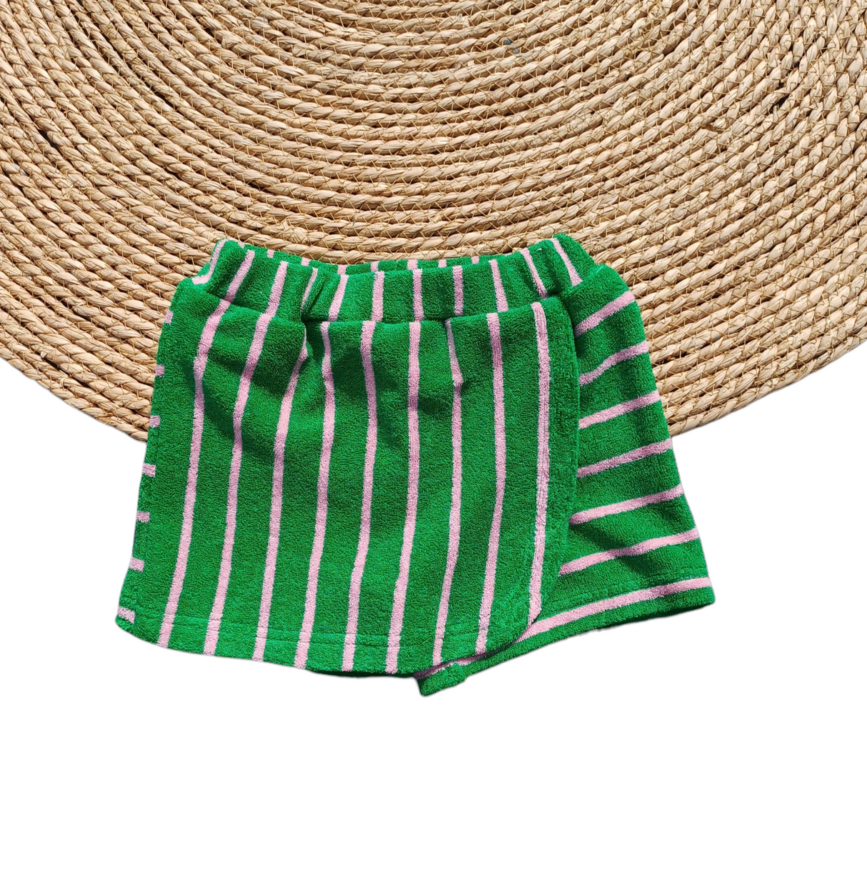 Skort Isa badstof groen/roze gestreept
