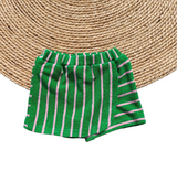 Skort Isa badstof groen/roze gestreept