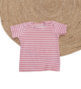T-shirt Fiep badstof roze/ecru gestreept