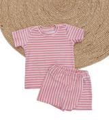 T-shirt Fiep badstof roze/ecru gestreept