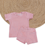 T-shirt Fiep badstof roze/ecru gestreept