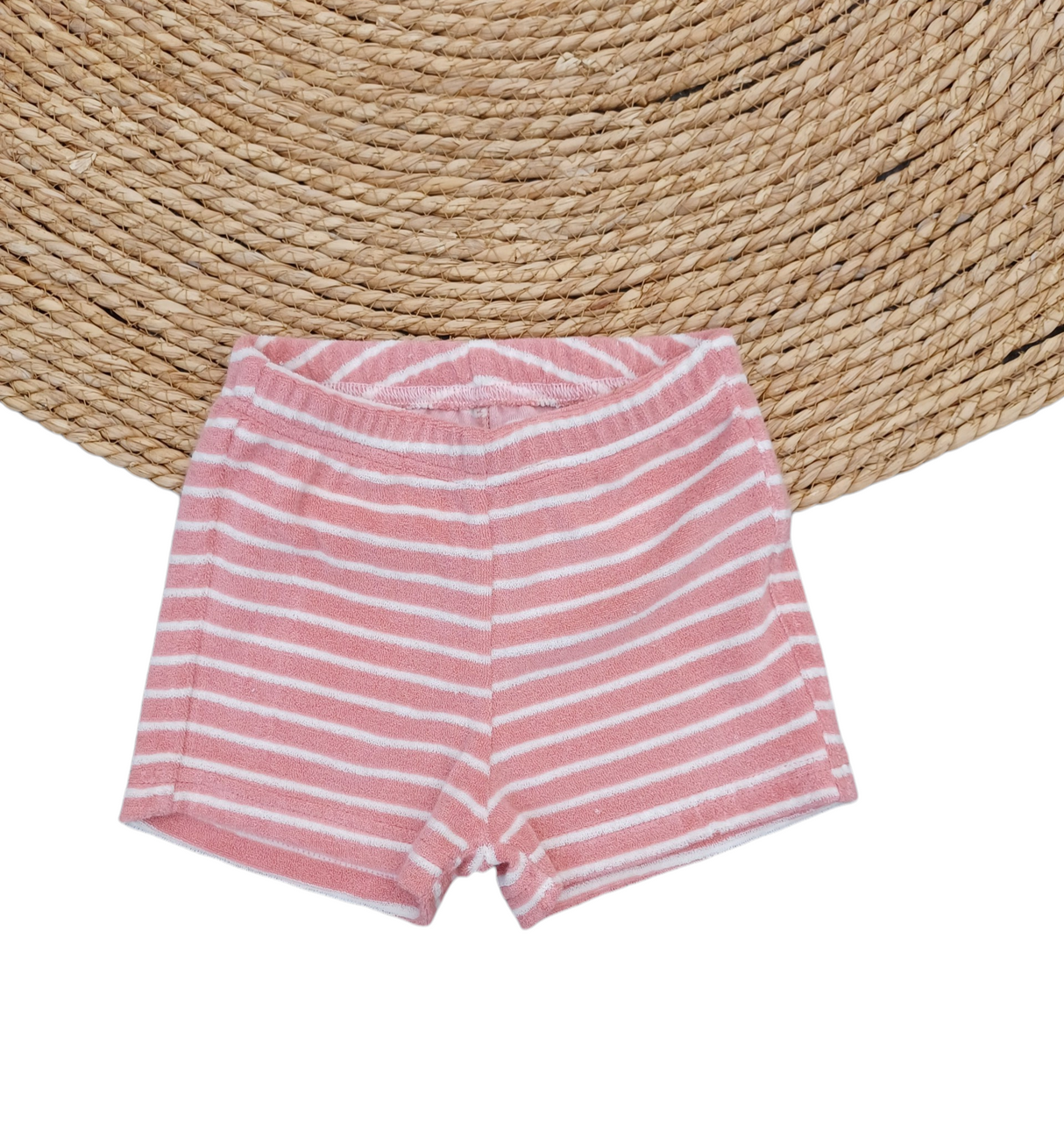 Short Britt badstof roze/ecru gestreept
