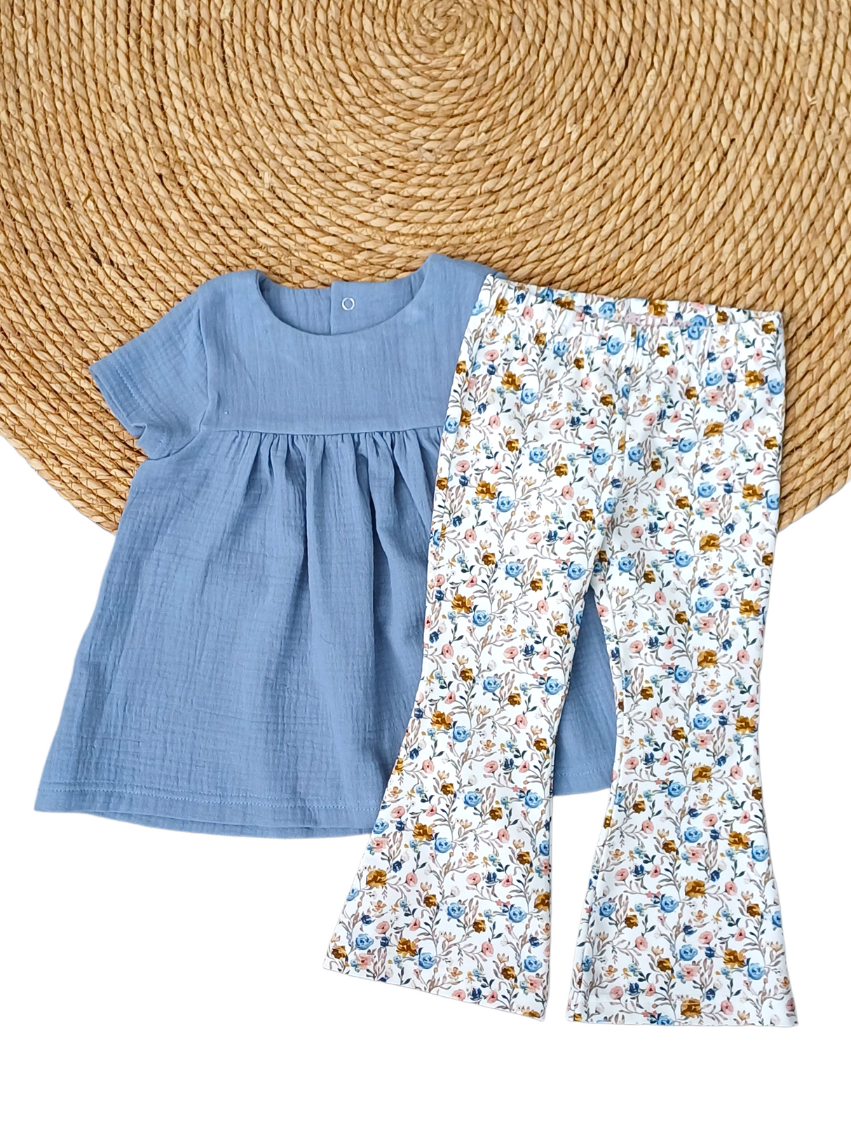 Flared broek blue&pink