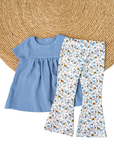 Flared broek blue&pink