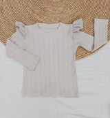 Longsleeve Puck ribbel rib zand