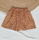 Rokje Steffie linnen leopard love bruin