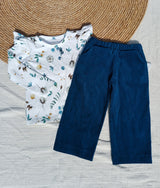 Wide leg broek Flore babyrib petrol
