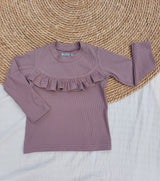 Longsleeve Madeleine mauve (fijne rib)