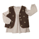 Gilet teddy bruin dots