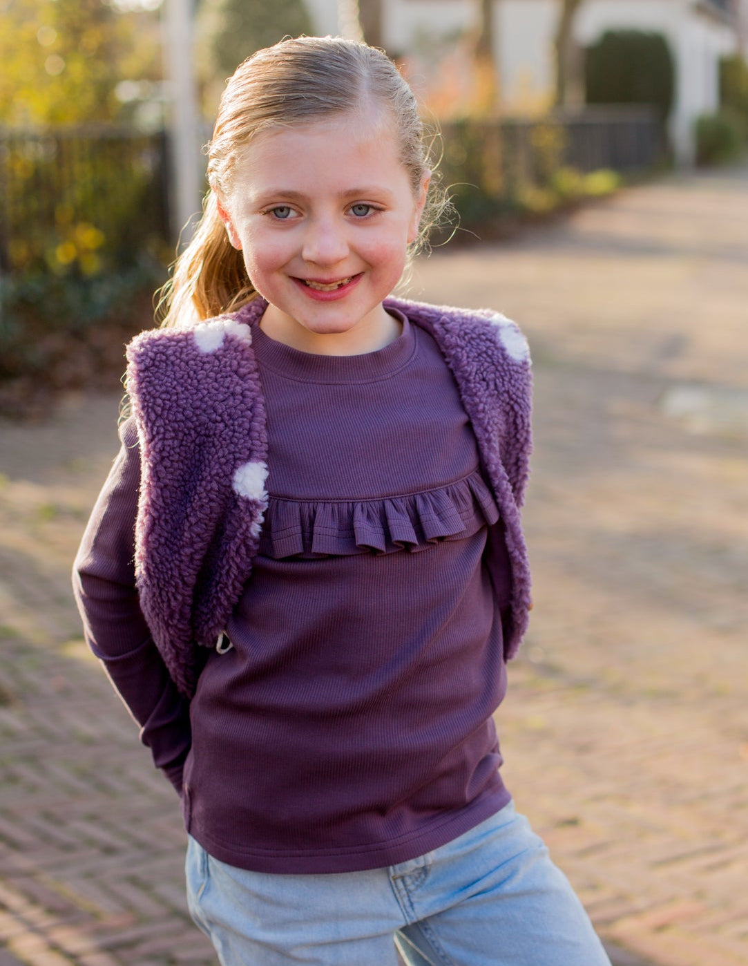 Longsleeve Madeleine dusty paars (fijne rib)