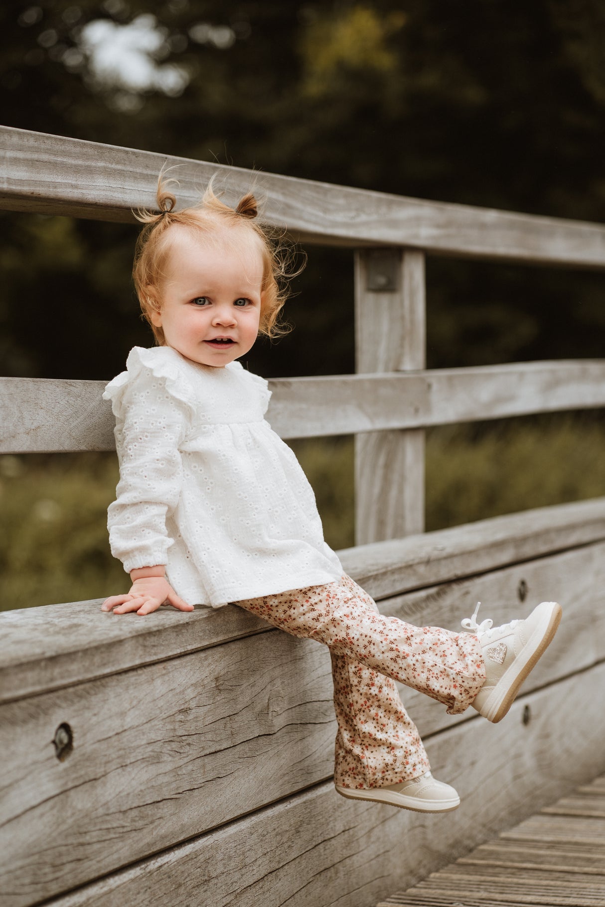 Flared broek floral beige