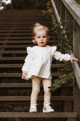 Legging rib hartjes beige/bruin
