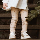 Legging rib hartjes beige/bruin