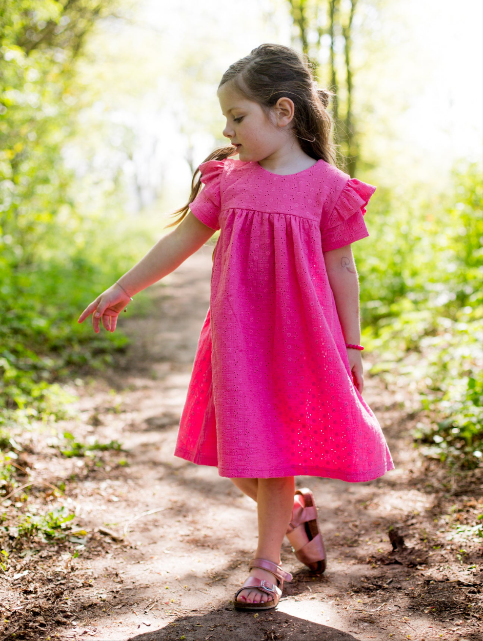 Broderie jurk Olivia korte mouw in kleur van je keuze