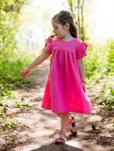 Broderie jurk Olivia korte mouw in kleur van je keuze