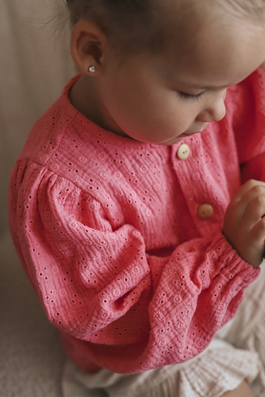 Blouse Fay broderie bloem roze