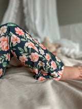 Flared broek klaproosjes (op blauw)