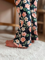 Flared broek klaproosjes (op blauw)