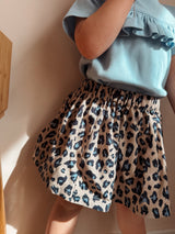 Rokje Steffie linnen leopard love blauw