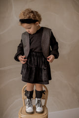 Gilet jacquard zwart/goud met glitter