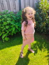 Skort Isa badstof roze/ecru gestreept