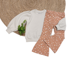 Flared broek Julia frosty flowers (roestbruin)