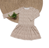 Dropwaist jurk Femke fijne rib met print