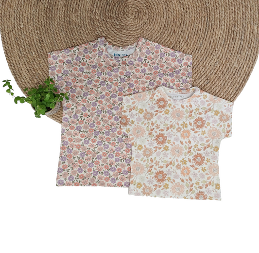 Oversized T-shirt Rowan in bloemenprint naar keuze