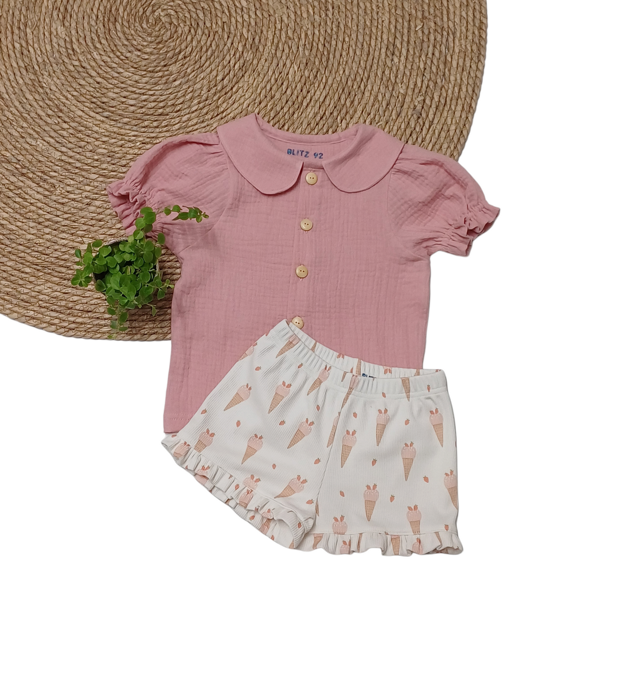 Short Lola fijn rib met print