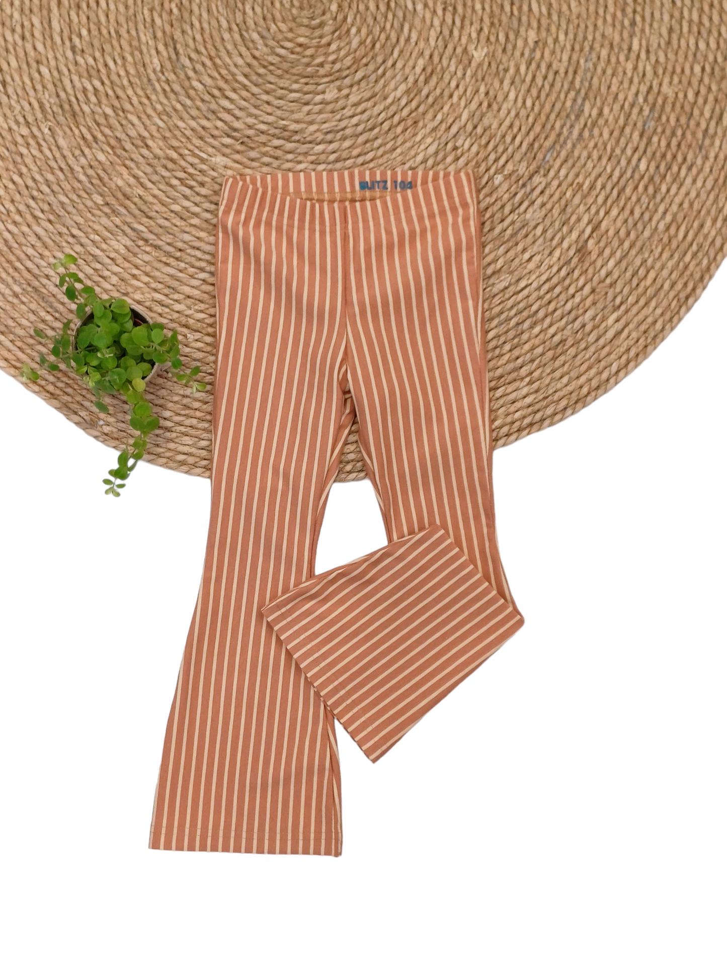 Flared broek stripes caramel