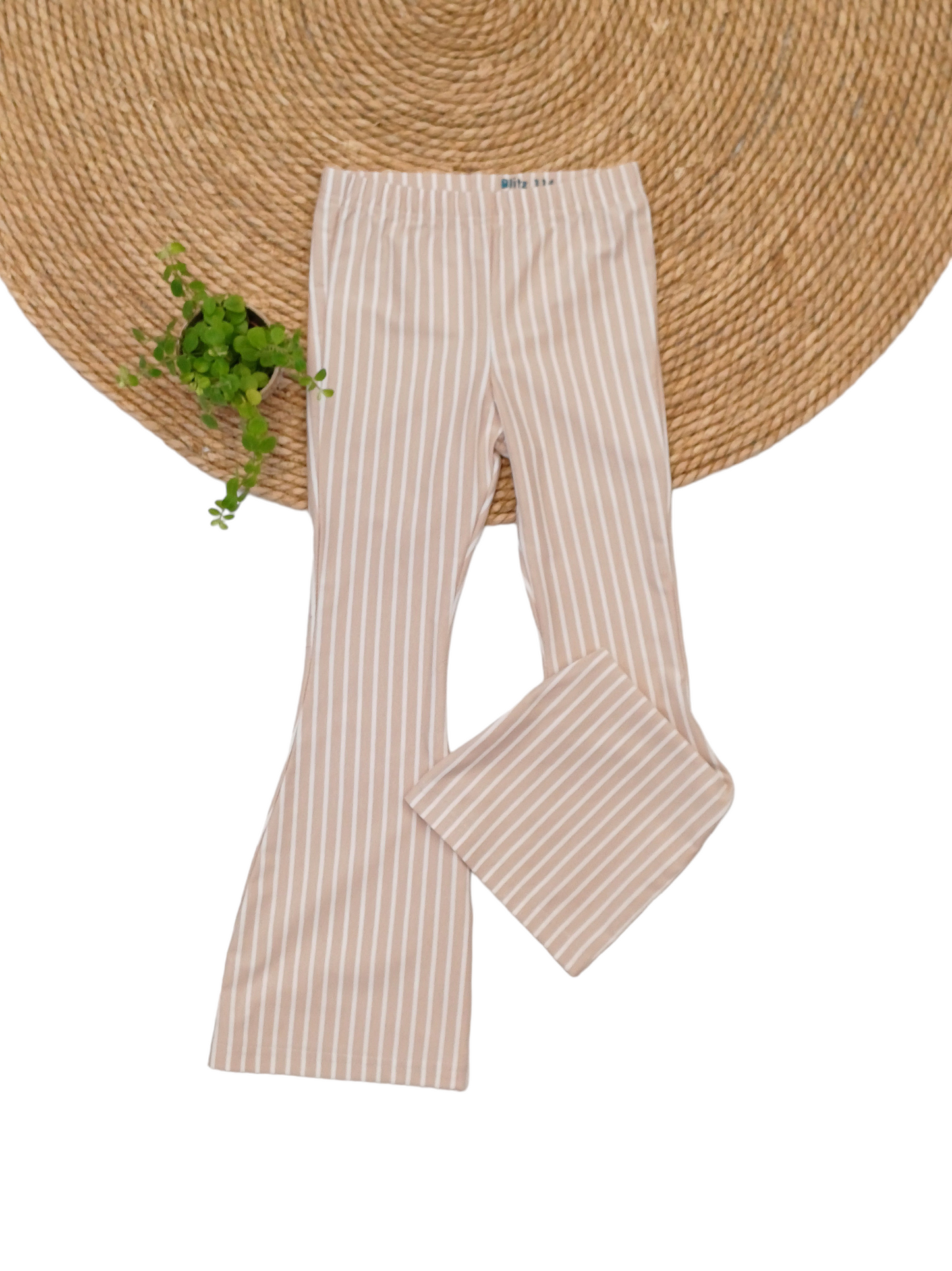 Flared broek stripes beige