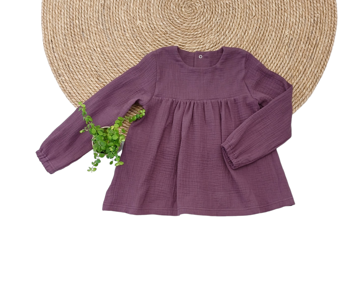 Set Blouse Olivia aubergine & Flared meadow