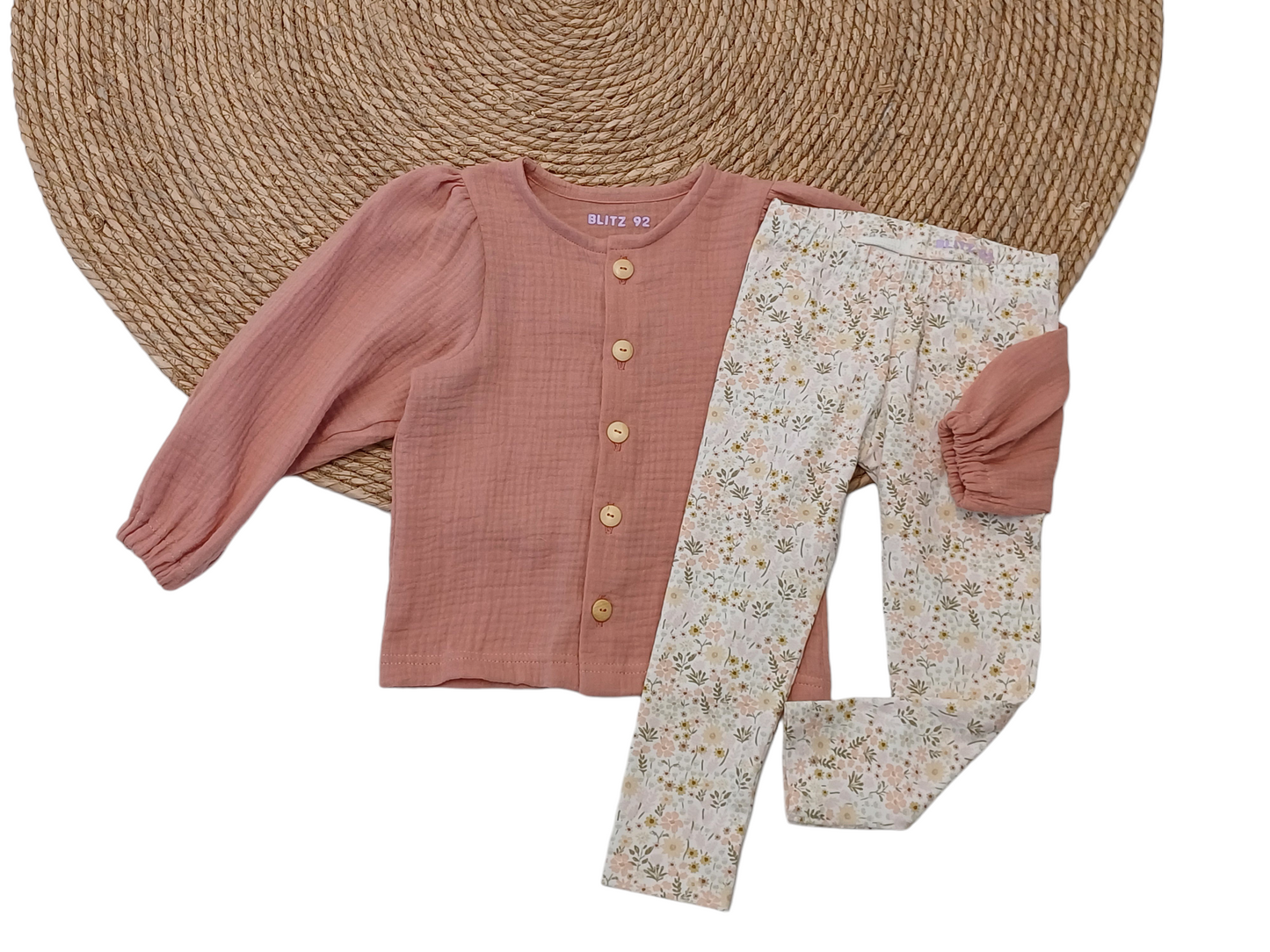 Set Blouse Fay sweet summer pink & Legging millefleur earthy