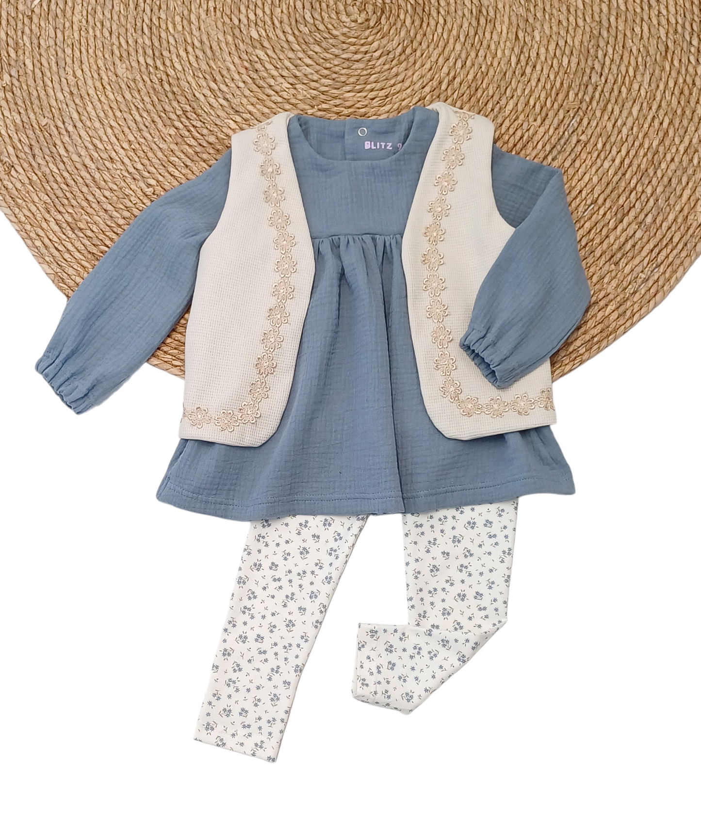 Set Blouse Olivia licht jeans blauw & legging sweet little blue