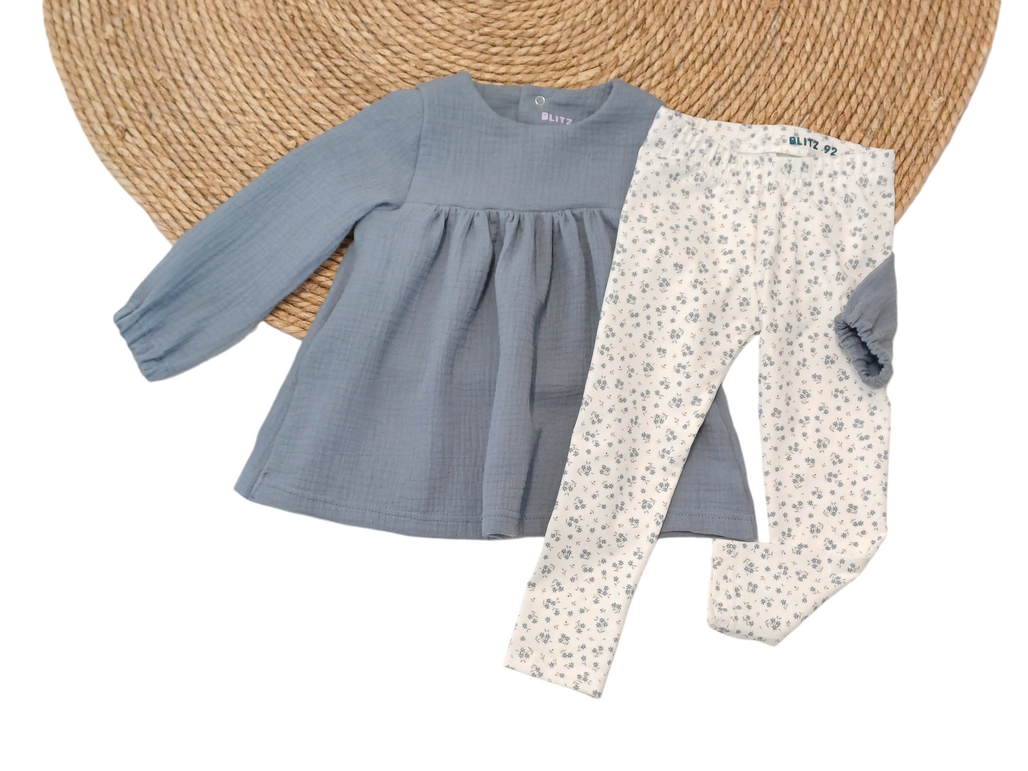 Set Blouse Olivia licht jeans blauw & legging sweet little blue