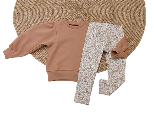 Set sweater Lize perzik & Legging floral fleury