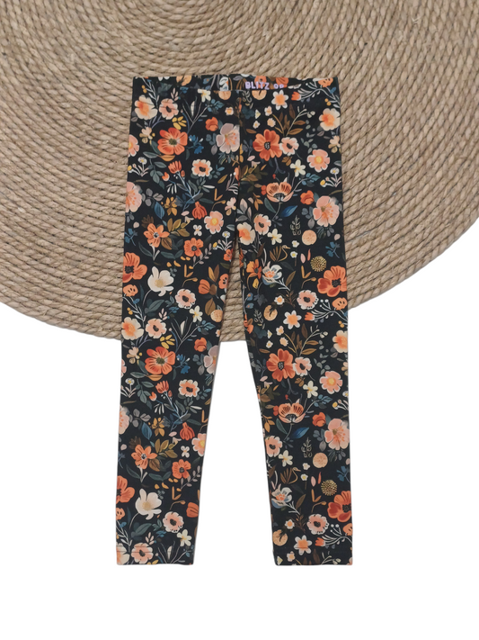 SALE MAAT 98 Legging bloemen op blauw