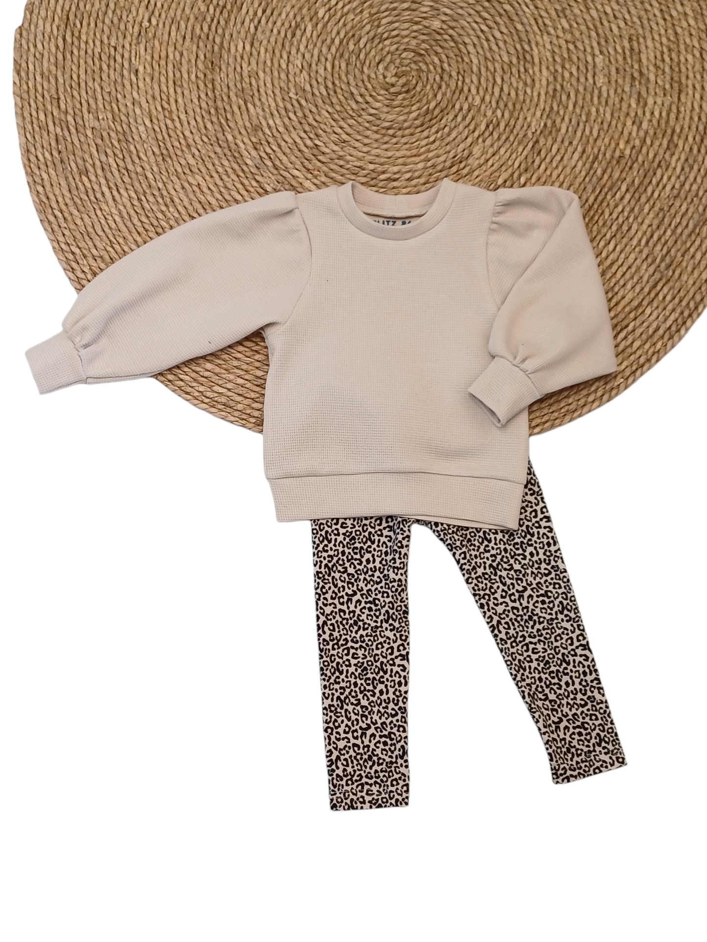 Set sweater Lize zand/beige & Legging panter naturel