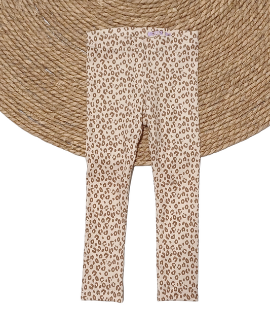 Legging rib panter beige/cacao