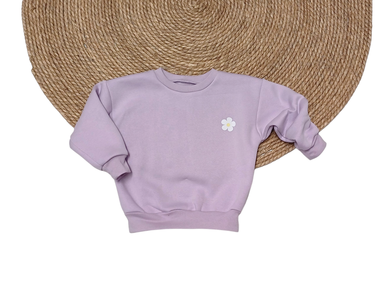 Sweater Leen lila flowers