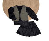Gilet jacquard zwart/goud met glitter