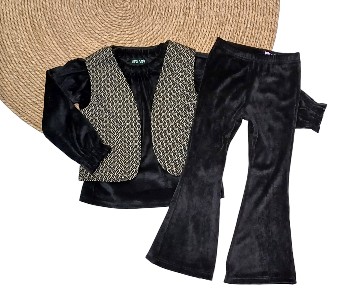 Flared broek  velours in 4 kleuren