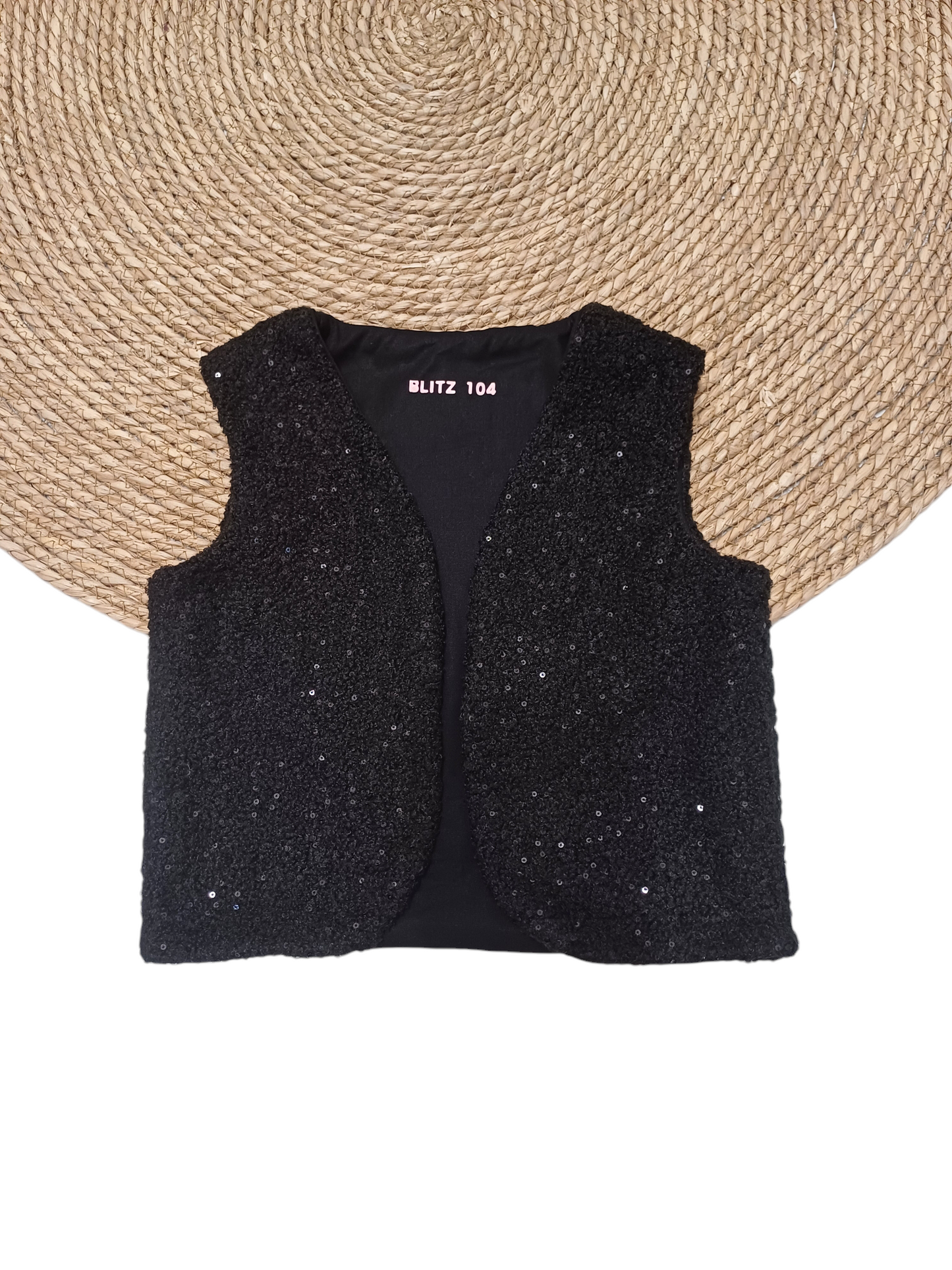 Gilet zwart met glitter pailletten